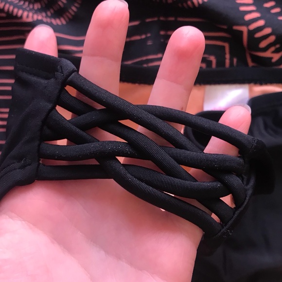 Black with Orange lining bikini bottoms - Picture 3 of 3